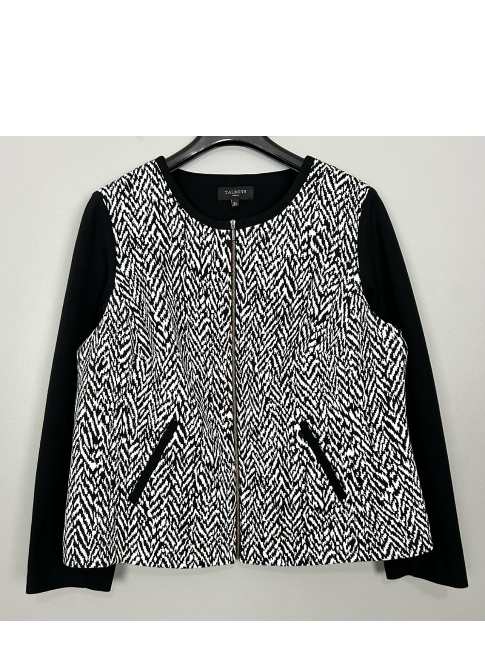 Talbots Herringbone Zip Jacket Women’s Size 18W Stretch Ponte Knit Classic